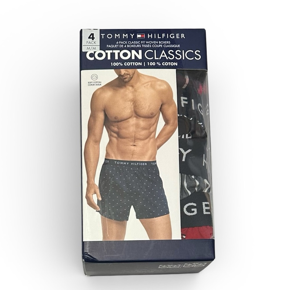 Tommy Hilfiger Men's 4-Pack Classic Fit  Woven Boxers Medium (32-34)  9178